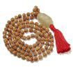 Rudraksha Mala with Golden Rutile Pendant