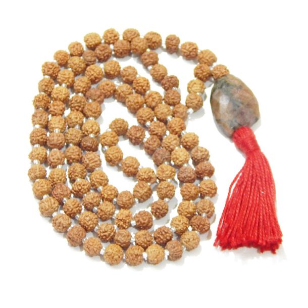 Rudraksha Mala with Unakite  Pendant