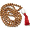 Rudraksha Mala with White Agate Pendant